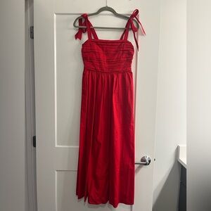 Abercrombie & Fitch Emerson Tie-Strap Maxi Dress in Red